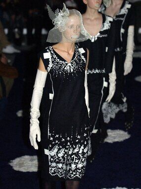 Undercover 2003AW Runway Paperdoll Distressed Print Dress